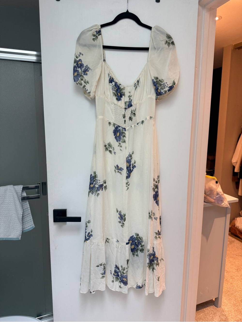 Reformation Parke Midi Dress Roquefort Floral Ivory Size 4 - Picture 9 of 13